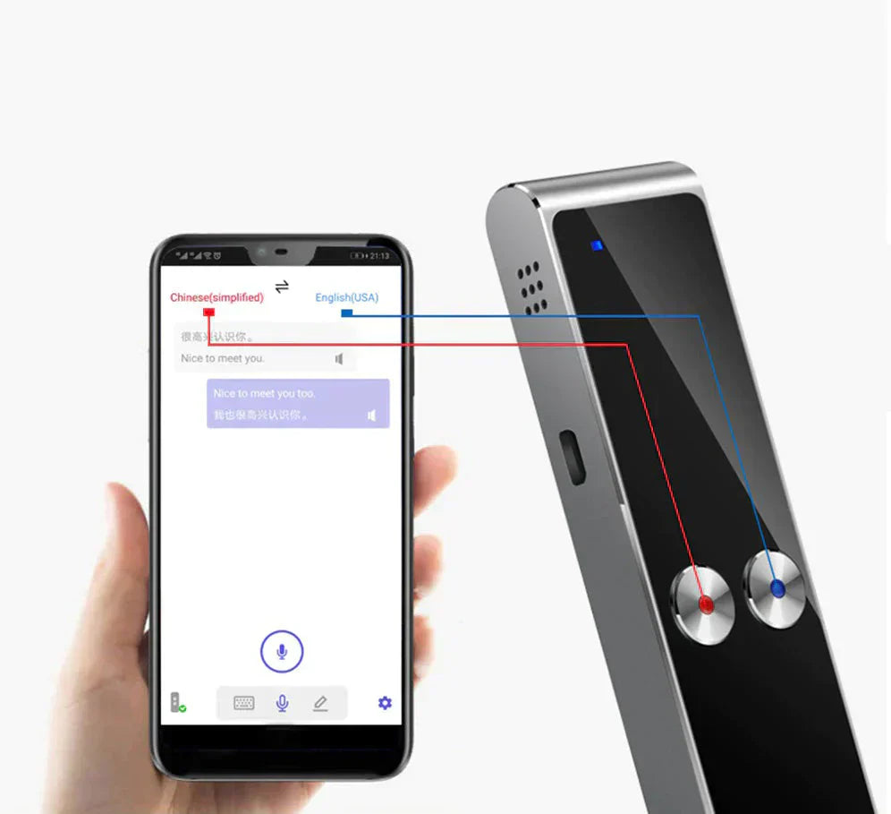 Wireless Smart Language Translator – Real-Time 68-Language Voice Interpreter with Bluetooth