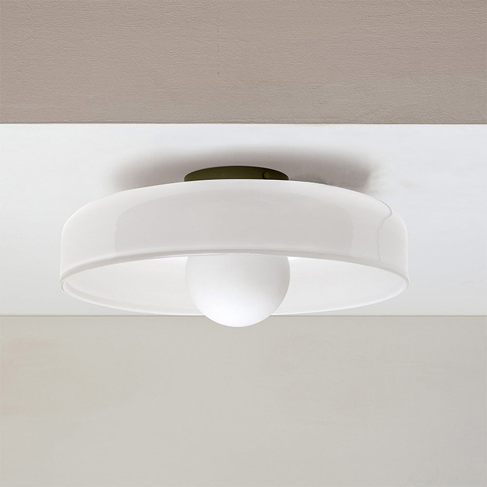 Modern Round Glass Ceiling Light – Elegant Flush Mount Fixture for Kitchen & Living Spaces