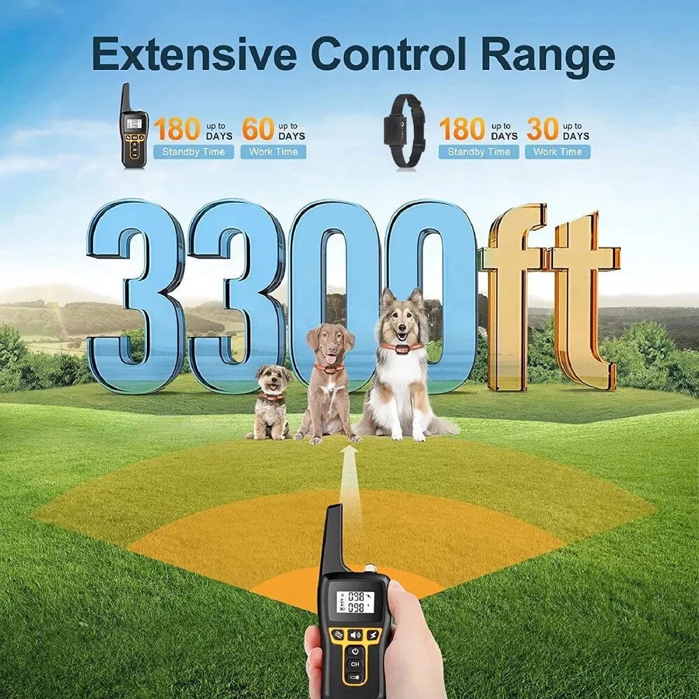 1000m Dog Training Collar – Waterproof, Rechargeable with Remote Control for Small, Medium & Large Dogs