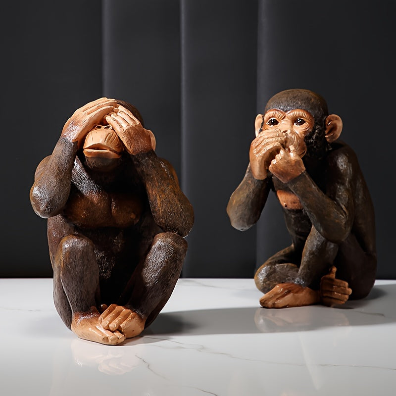 Set of 3 Chimpanzee Figurines – Playful & Realistic “See No Evil, Hear No Evil, Speak No Evil” Decor