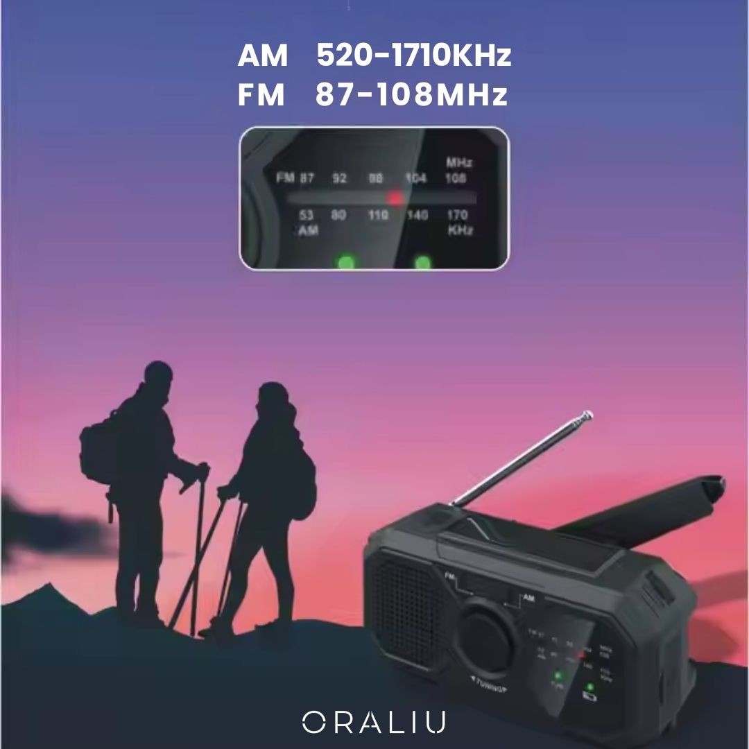 Portable Emergency Radio – Solar & Hand Crank Powered