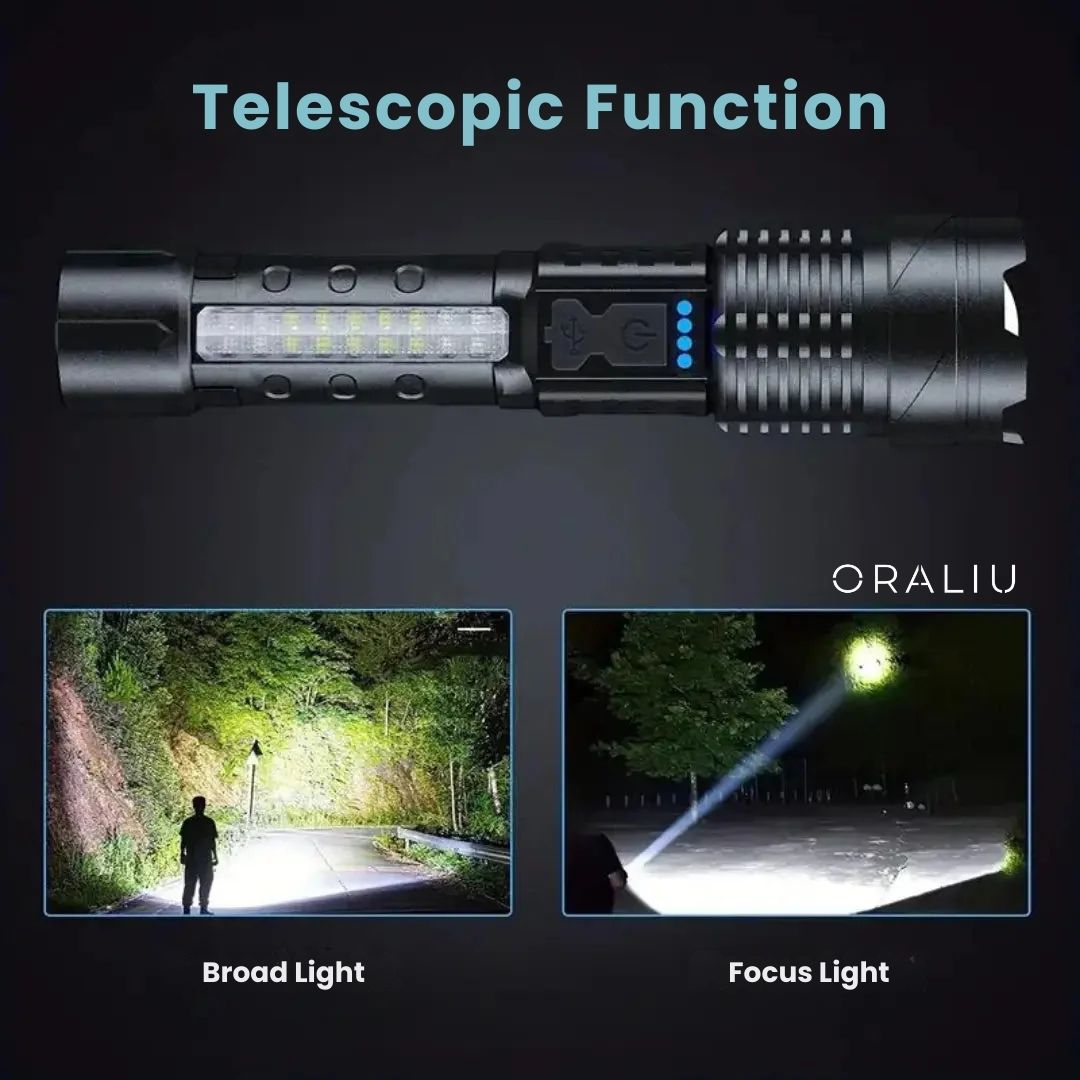 Zoomable LED Flashlight – 3KM Range, Ultra Bright & Durable