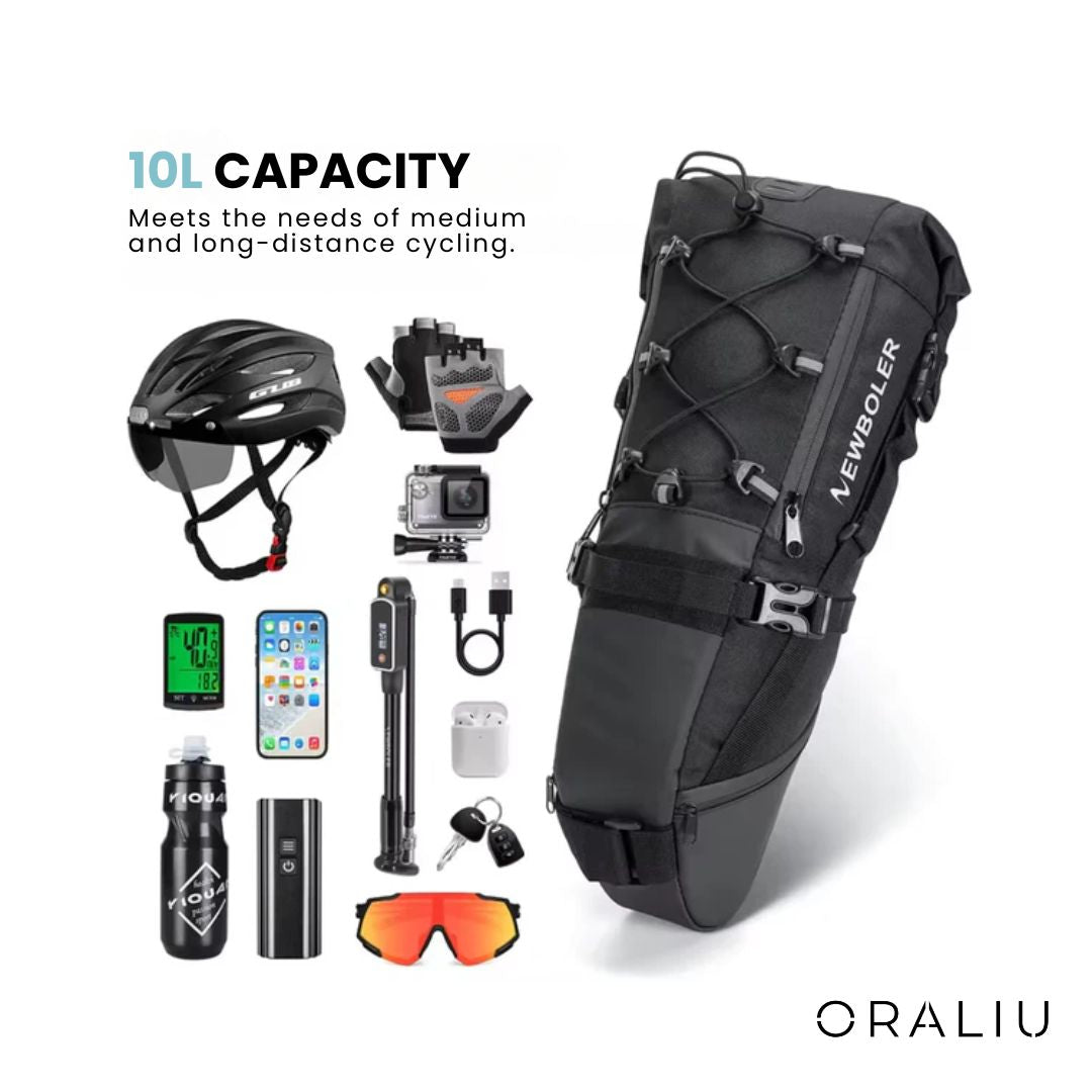 Waterproof Bike Saddle Bag – 10L Capacity, Lightweight & Durable Cycling Seat Pack