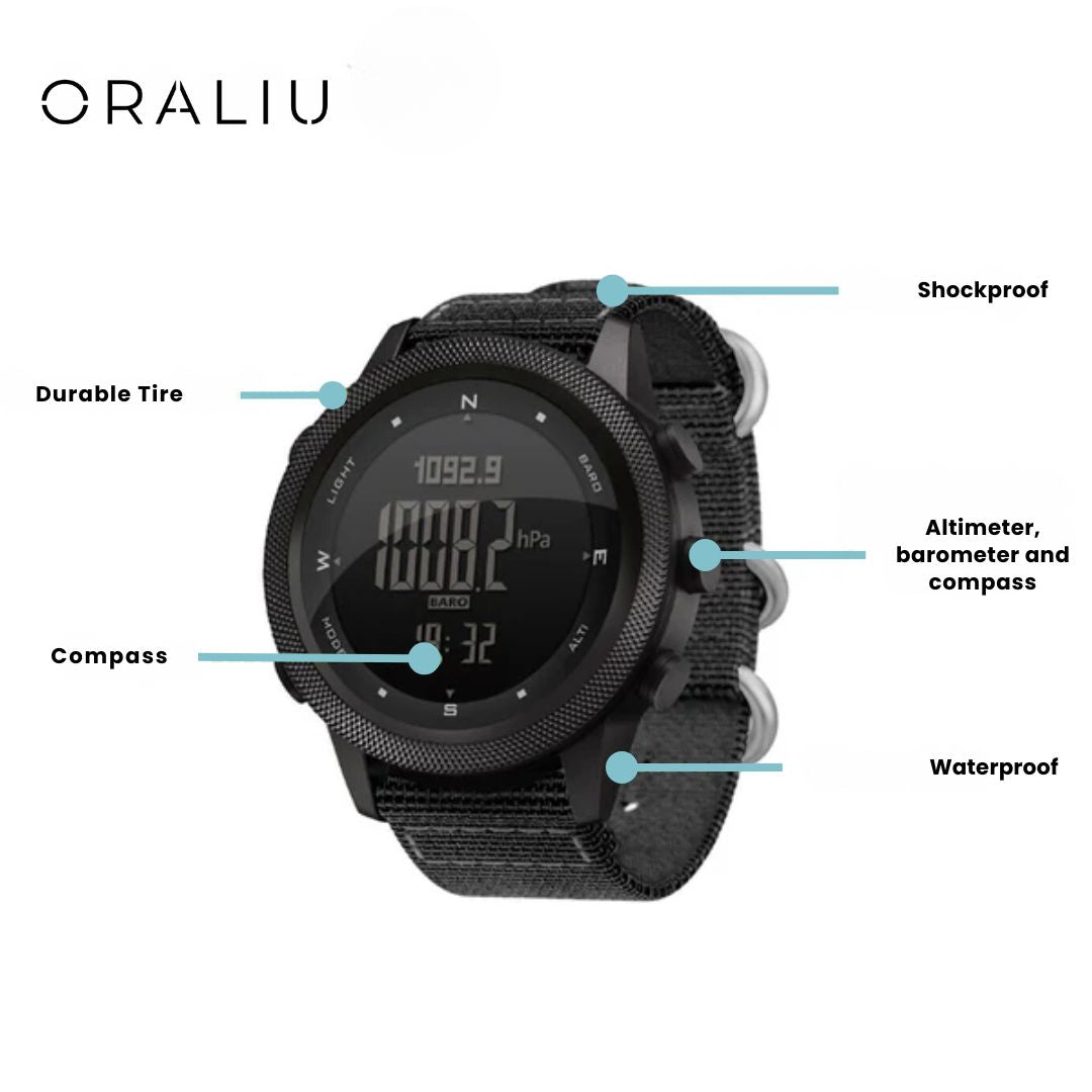 Outdoor Sports Watch – Waterproof 50M, Barometer, Altimeter & Compass