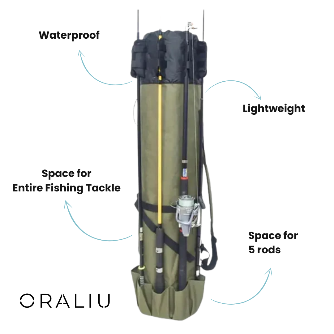 Fishing Rod Carry Bag – Foldable, Lightweight & Durable Storage with 5-Rod Capacity (Army Green)