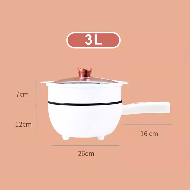 CookEase – Versatile 3L Electric Frying Pan with Steamer & Multi-Cooking Modes