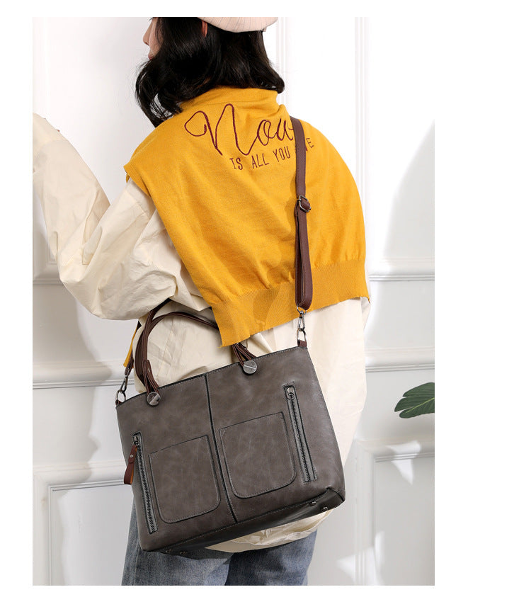 Vintage Leather Autumn Shoulder Bag for Women – Stylish PU Crossbody Tote