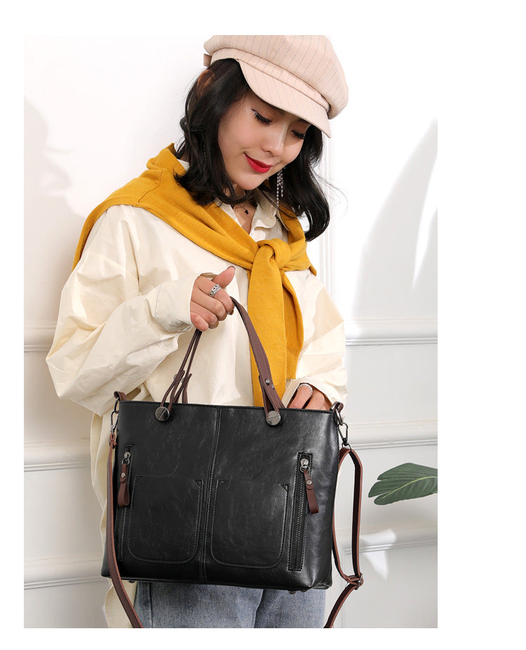 Vintage Leather Autumn Shoulder Bag for Women – Stylish PU Crossbody Tote