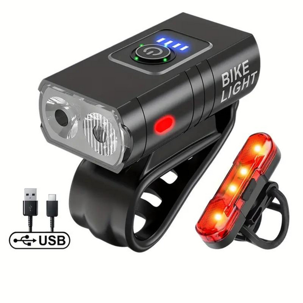 USB Rechargeable LED Bike Lights – 1000 Lumen Front & 500 Lumen Rear, Waterproof