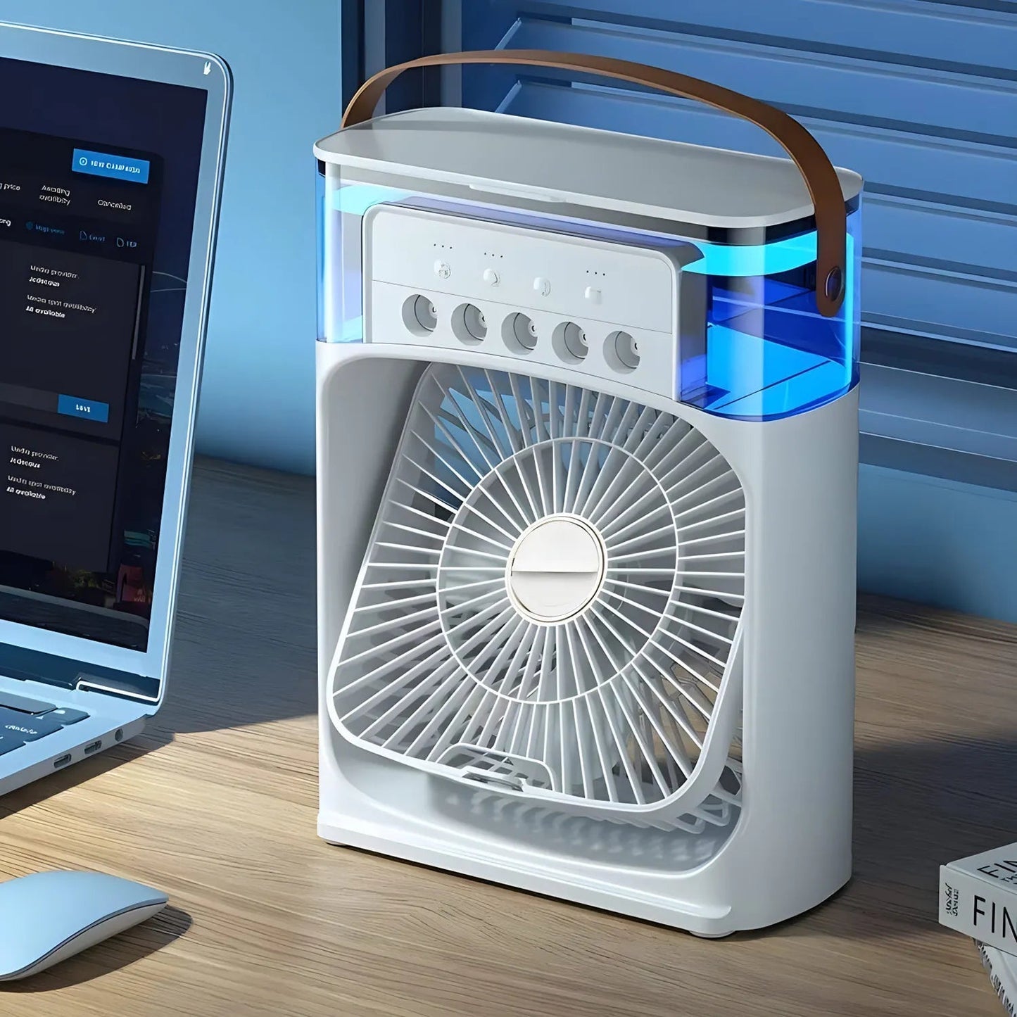 3-in-1 Air Cooler, Humidifier & Fan with LED Light – Portable USB Air Conditioner for Home & Office