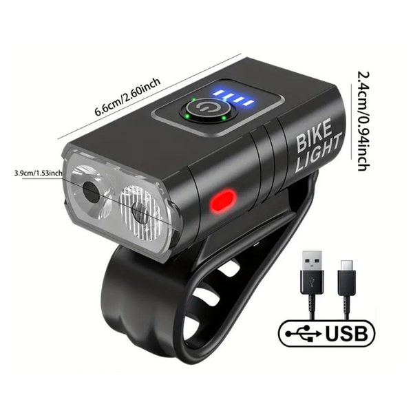 USB Rechargeable LED Bike Lights – 1000 Lumen Front & 500 Lumen Rear, Waterproof