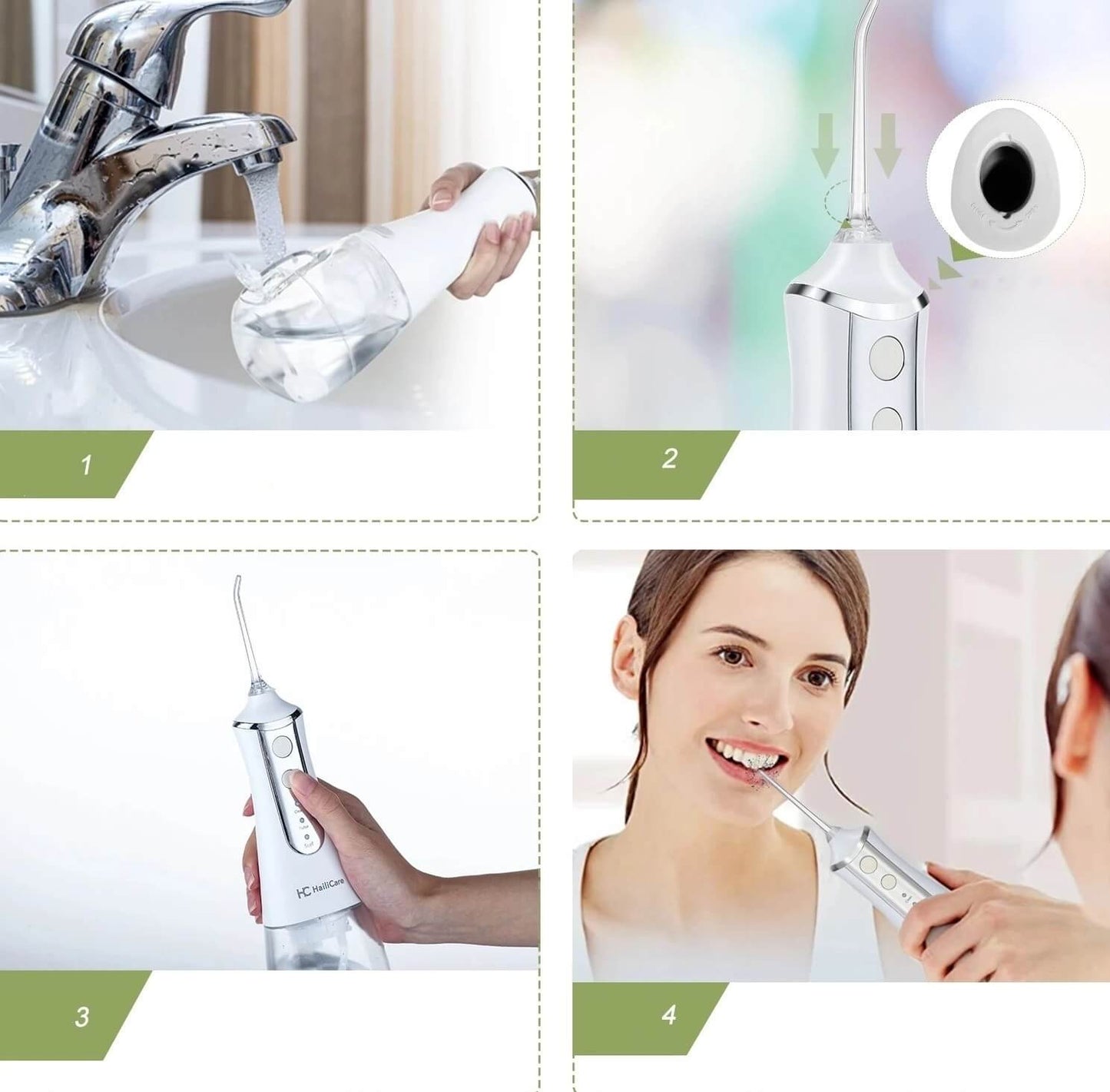 Portable Dental Water Flosser – Rechargeable, Adjustable Pressure, 5 Jet Tips