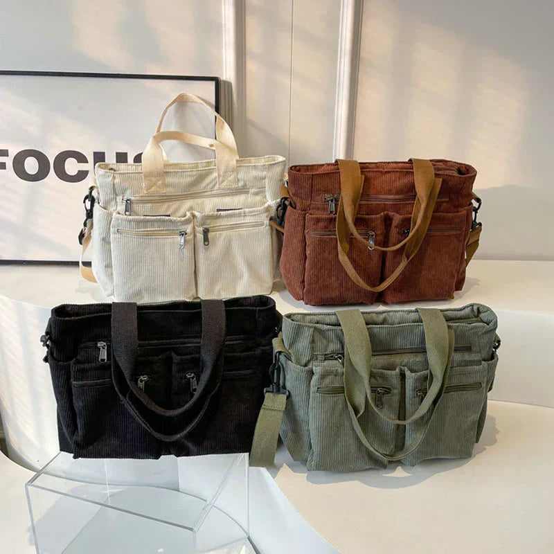 Urban Cord Tote Stylish Corduroy Shoulder Bag – Spacious, Lightweight & Functional Everyday Tote