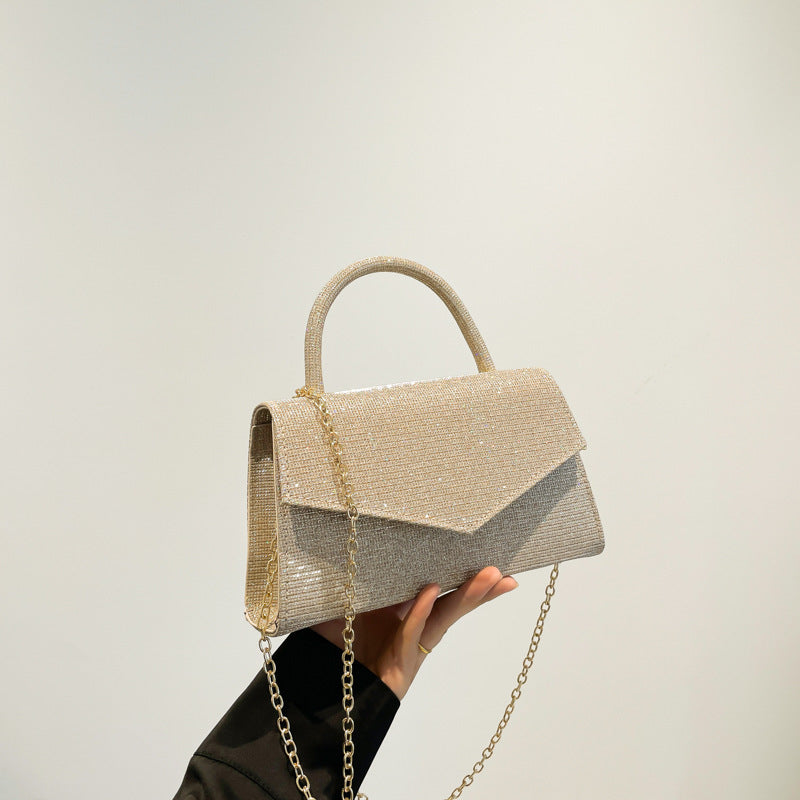 AMALIA | Women’s Handbag – Small Square Luxury Bag with Diamond Pattern & Gold Chain Strap
