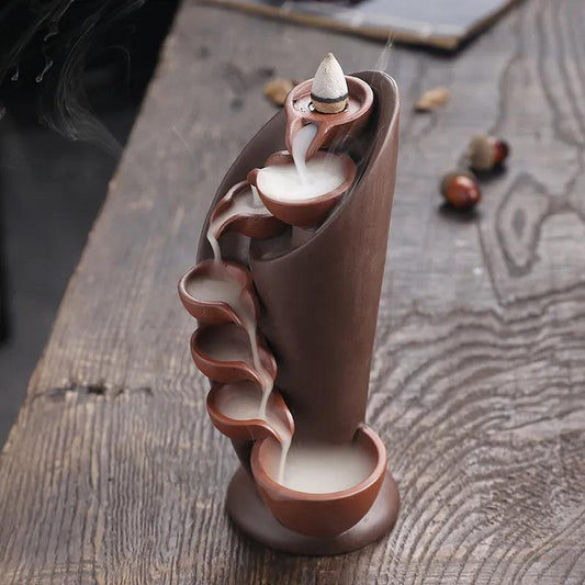 Handcrafted Torch Incense Waterfall – Ceramic Backflow Incense Burner