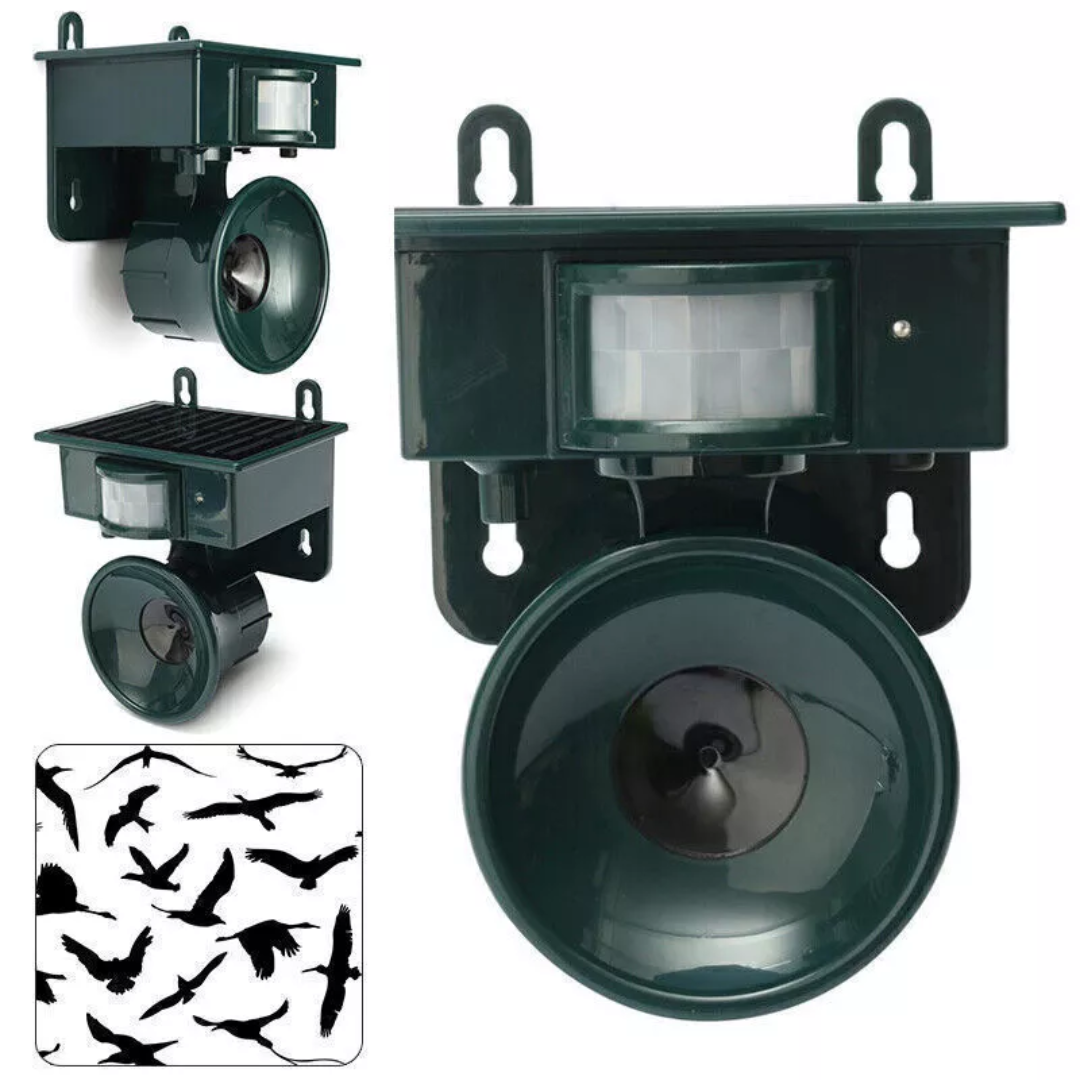 TerraGuard – Weatherproof Solar Bird Repeller with PIR Motion Sensor & Natural Sound Deterrent