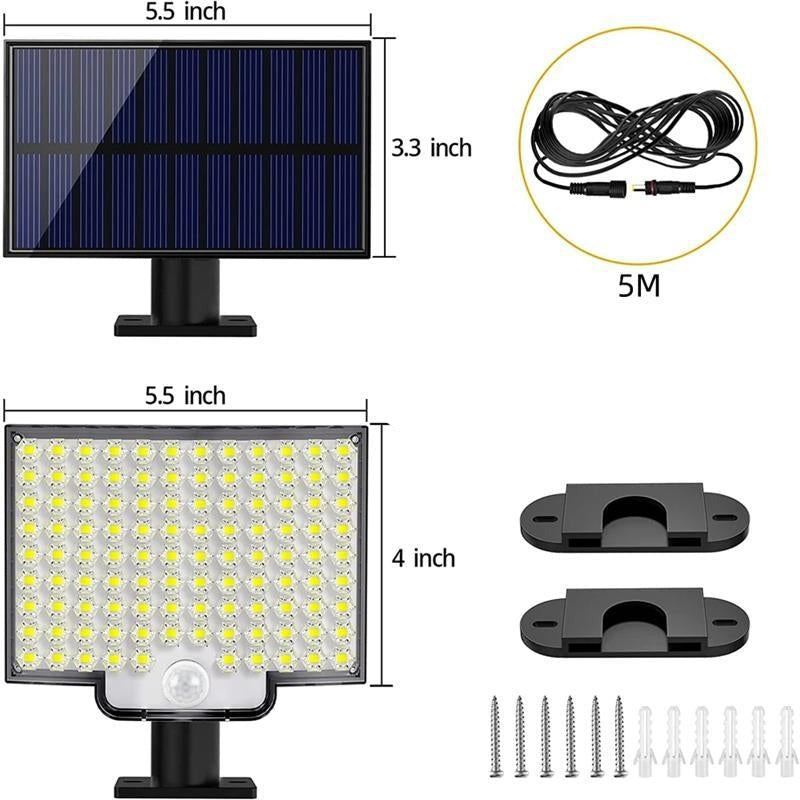 106 LED Outdoor Solar Security Light with Motion Sensor – Waterproof Wall Light for Garden, Driveway & Patio