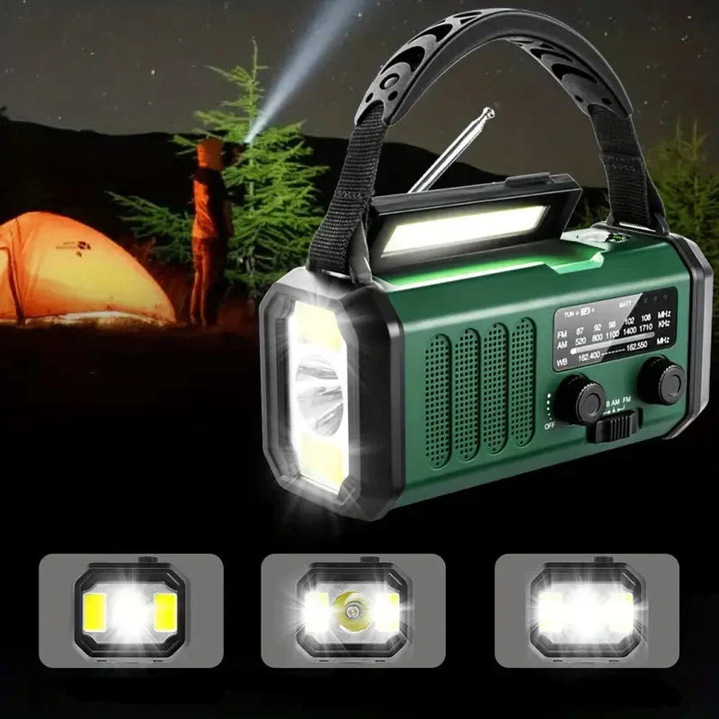 Solar Emergency Radio with Power Bank – Hand Crank & LED Torch for Camping and Outdoor Use
