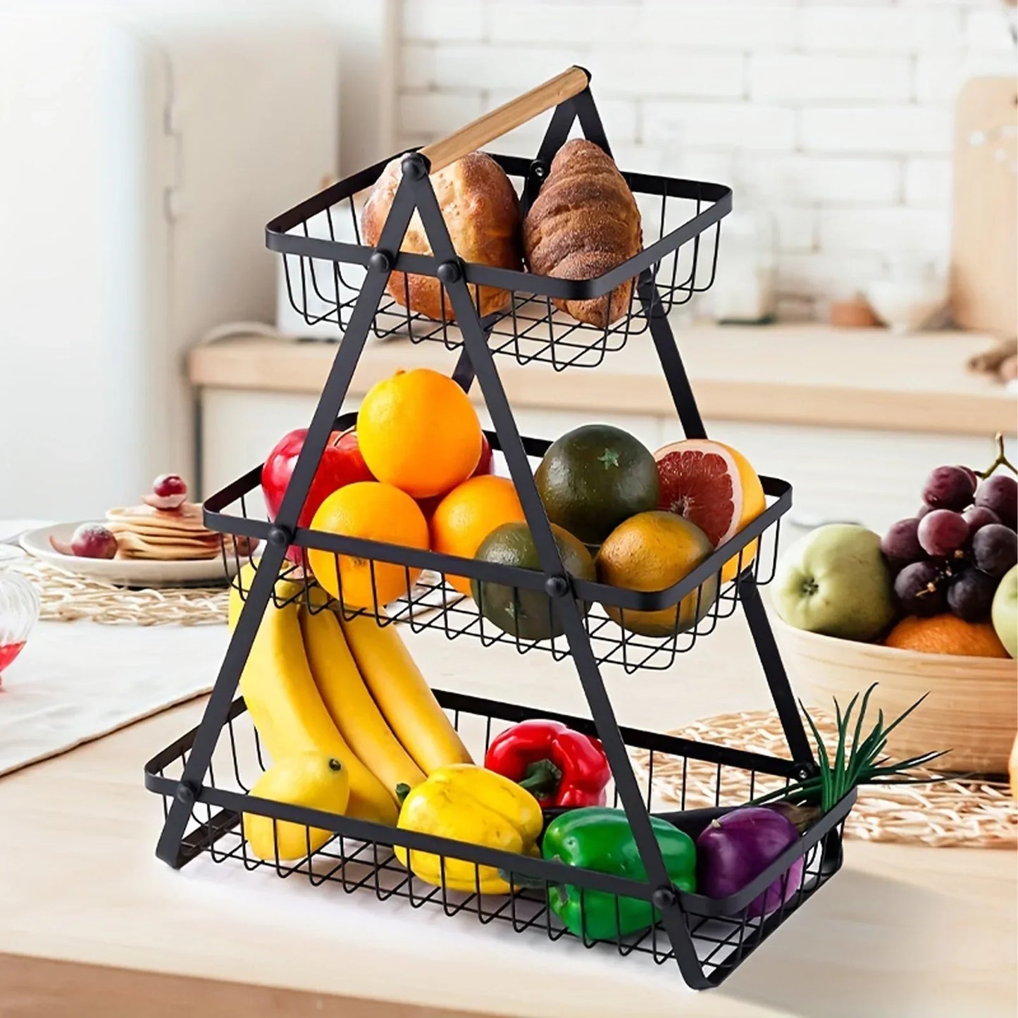 3-Tier Fruit Basket Stand – Space-Saving Kitchen Storage