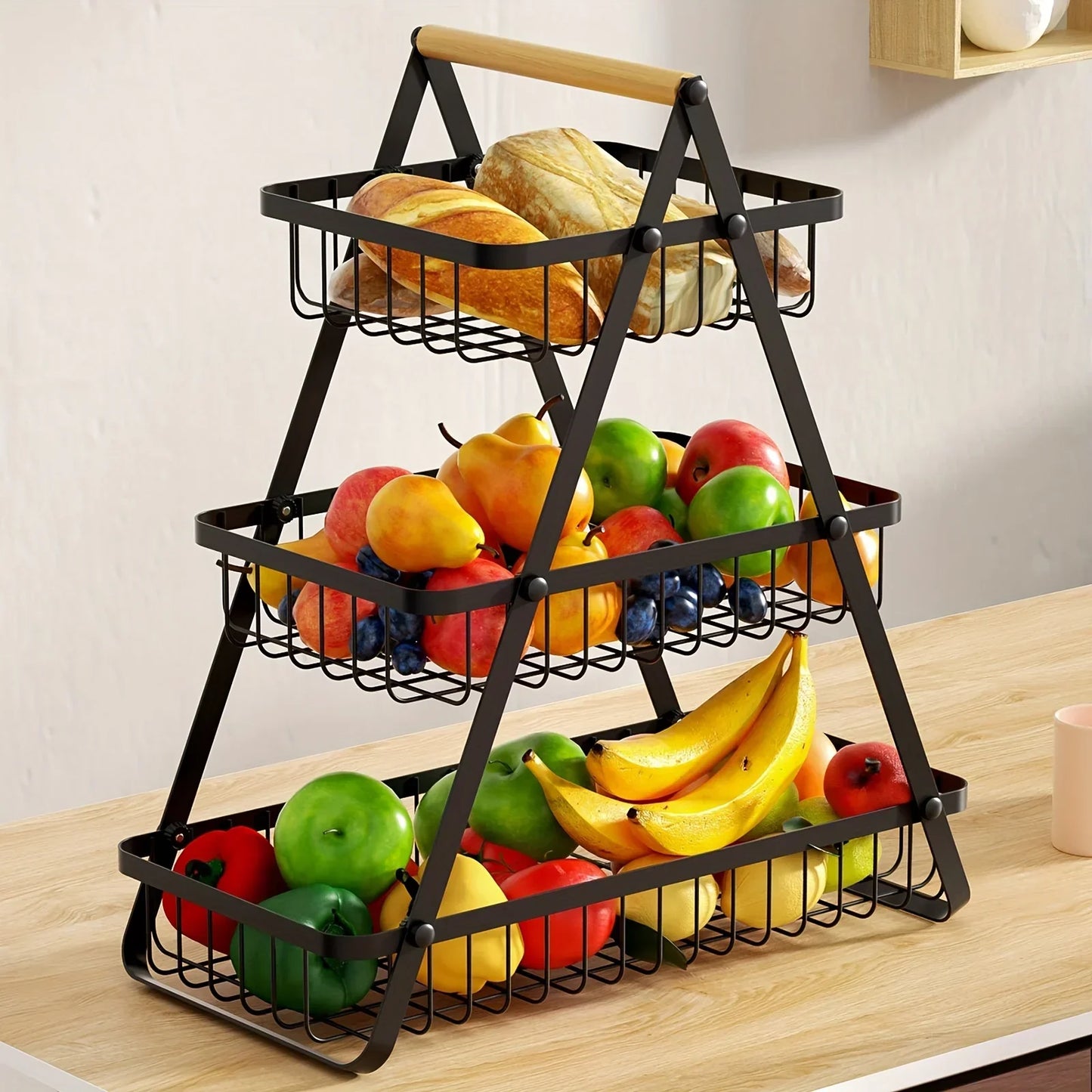 3-Tier Fruit Basket Stand – Space-Saving Kitchen Storage