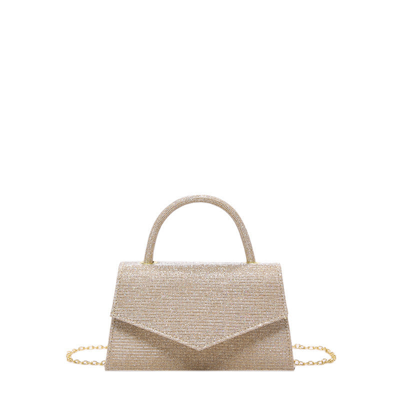 AMALIA | Women’s Handbag – Small Square Luxury Bag with Diamond Pattern & Gold Chain Strap