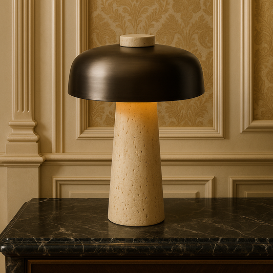 Lunava | Travertine Table Lamp – Warm Light & Modern Minimalist Design