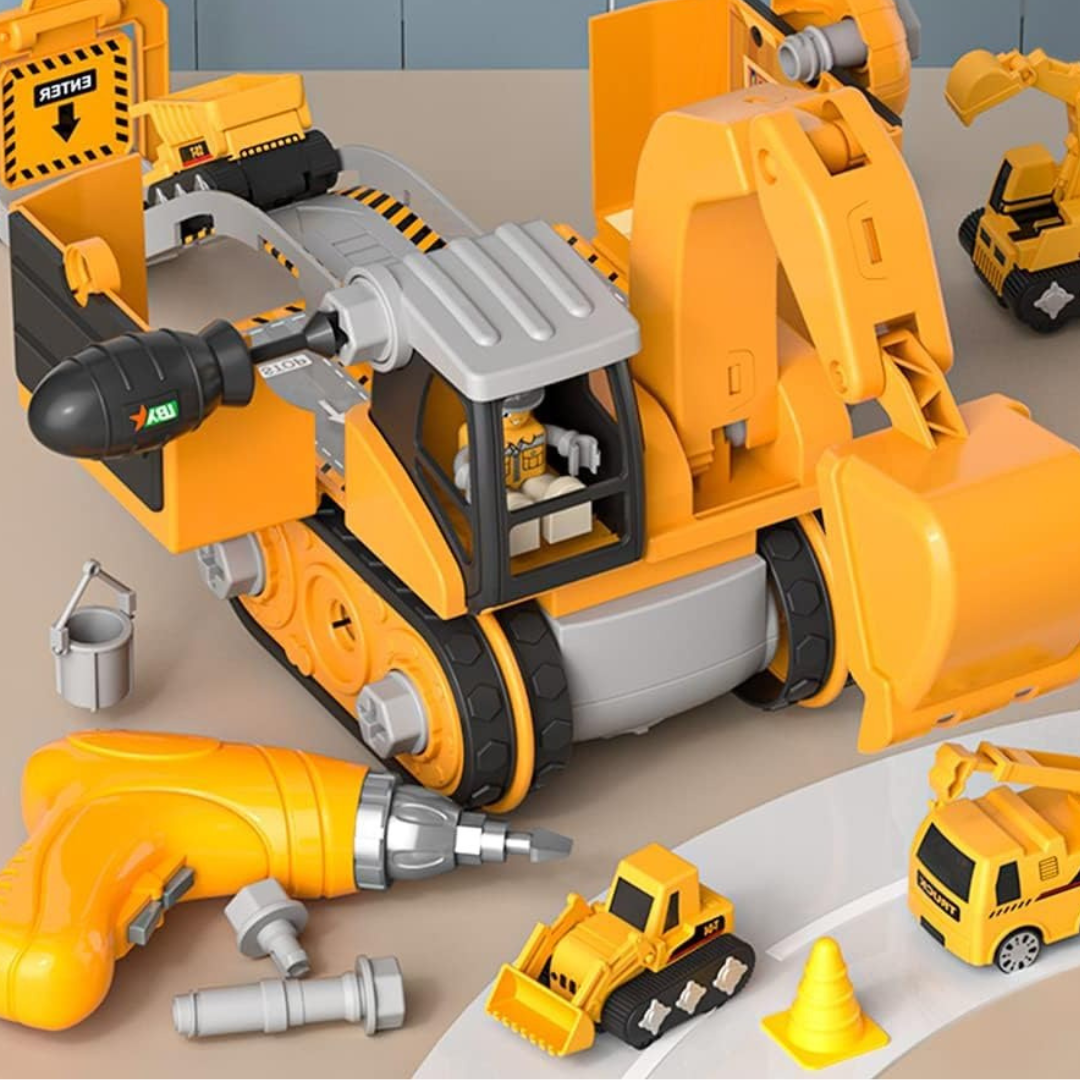 LittleBuilder – Construction Truck, Excavator & Crane Playset for Kids