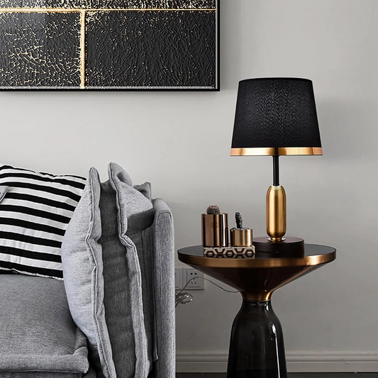 Lumivara Modern Black Fabric Table Lamp – Elegant Home Lighting