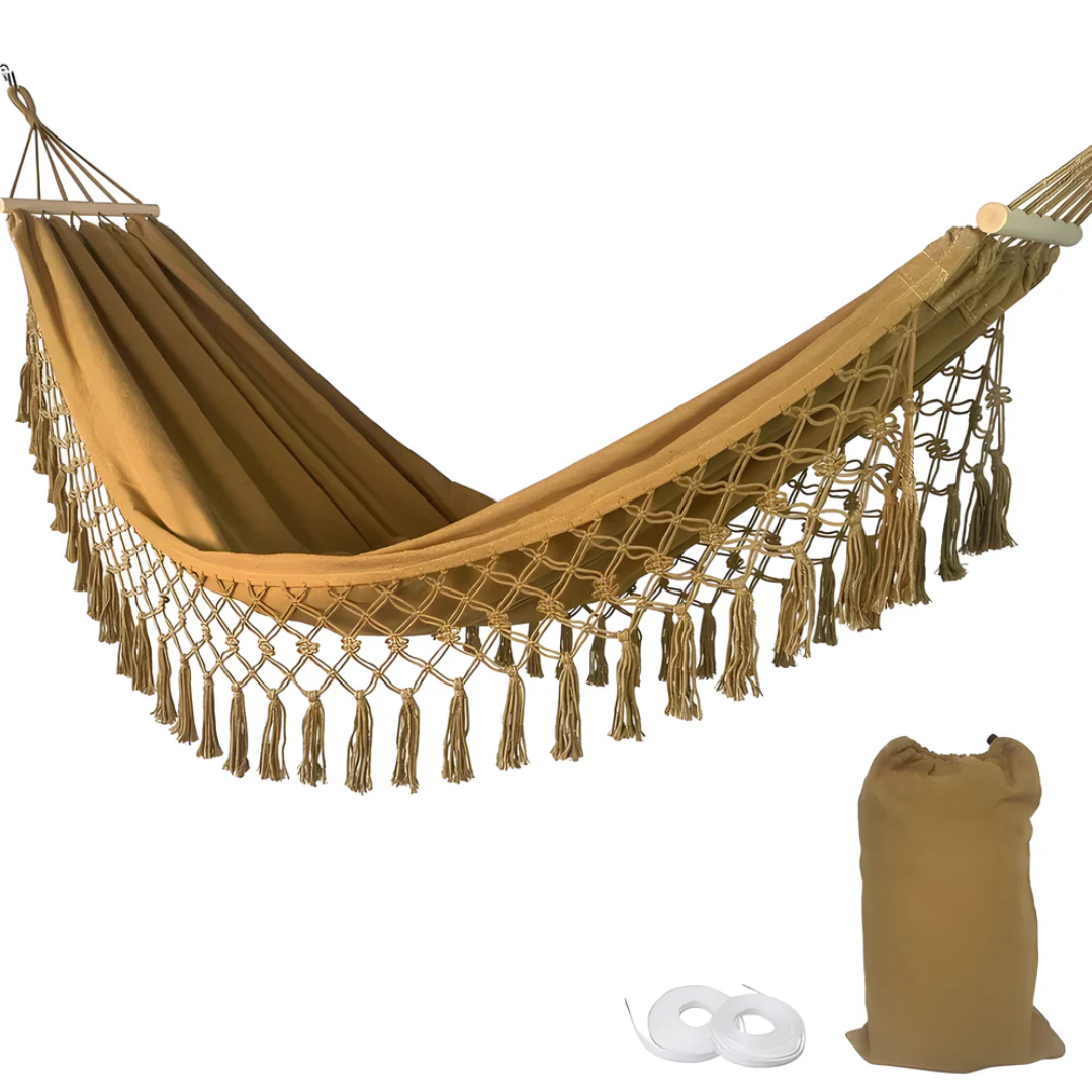 Velri Premium Hammock with Wooden Spreader Bars – Indoor & Outdoor Comfort