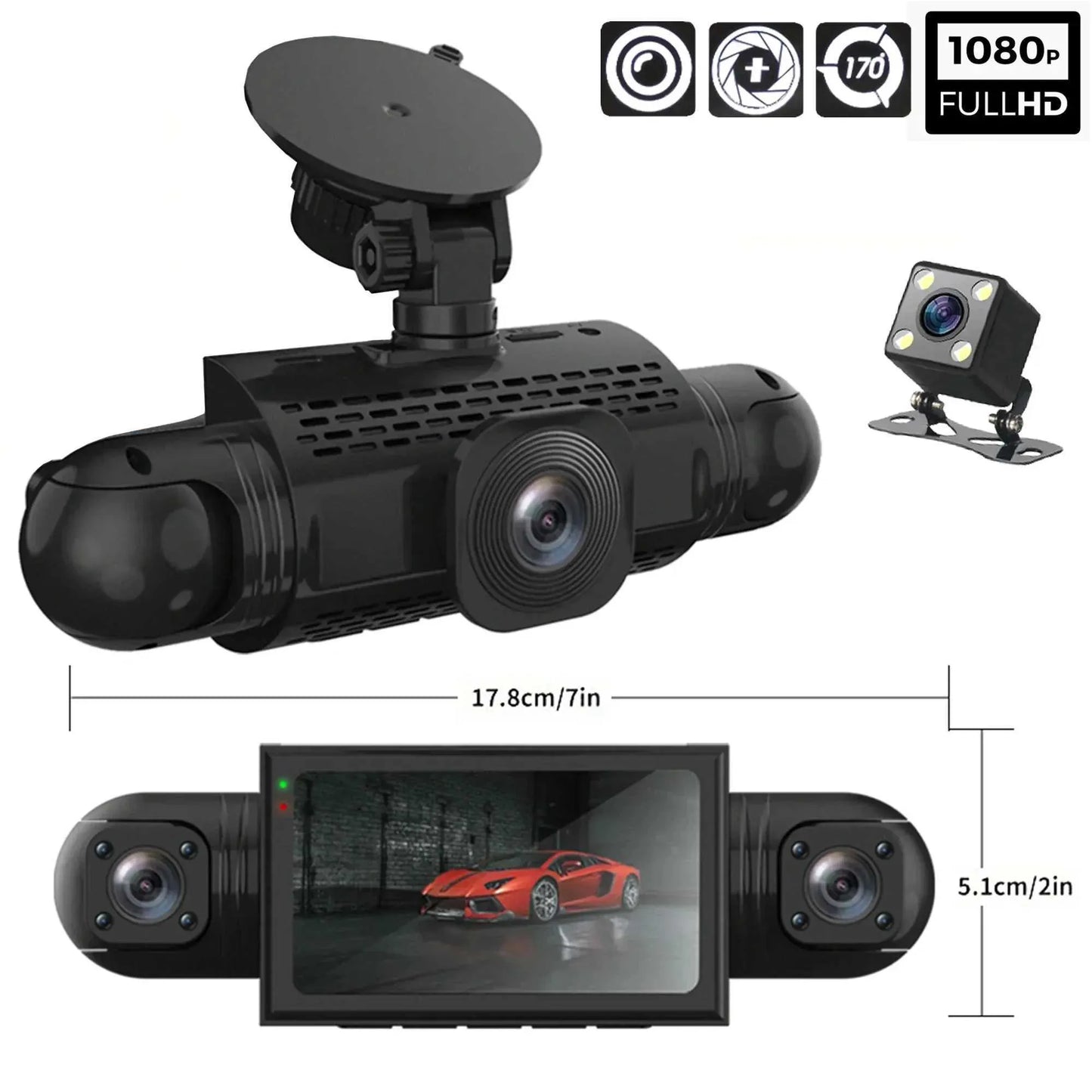 360° Car Dashcam | DashGard Pro CX360 | Full HD Driving Recorder with Night Vision & Parking Monitor
