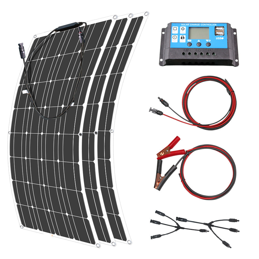 SunTech Solar Panel Kit | 100-300W Waterproof Monocrystalline System for RV & Boat – Complete Installation Set