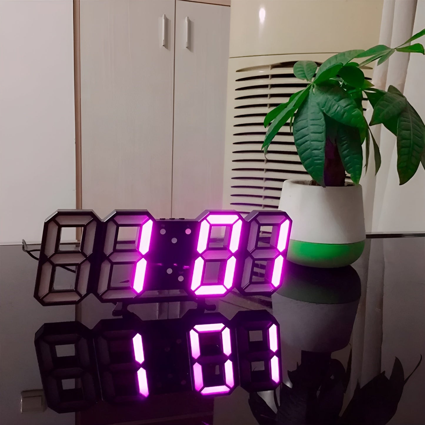 PixelTime Clock – Modern 3D LED Digital Wall Clock with Temperature, Date & Alarm