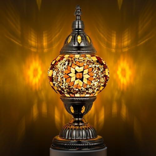 Marrakech Turkish Table Lamp – Handcrafted Mosaic Glass with Bronze Base