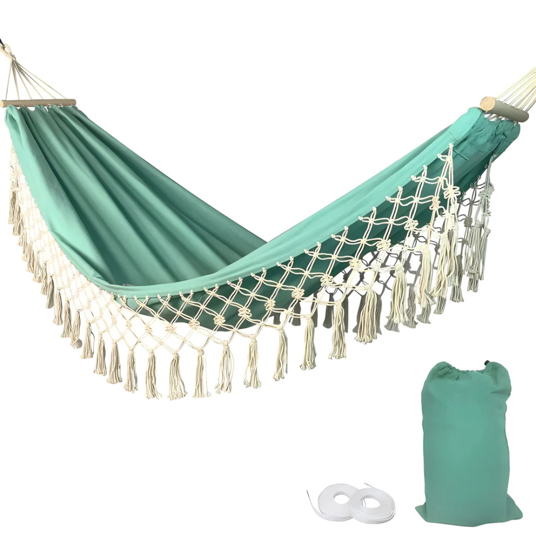 Velri Premium Hammock with Wooden Spreader Bars – Indoor & Outdoor Comfort