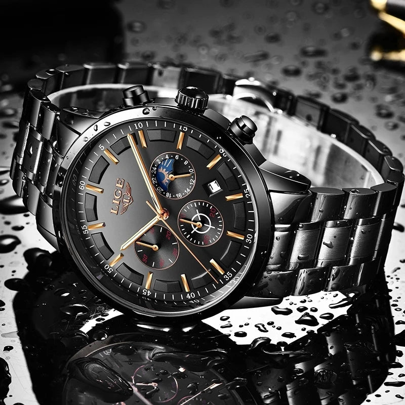 VanguardTime | Military Black Steel Watch – Sleek & Sophisticated