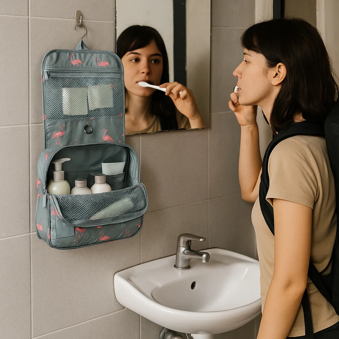 TravelEase –  Water-Resistant Travel Toiletry Bag with Hanging Hook