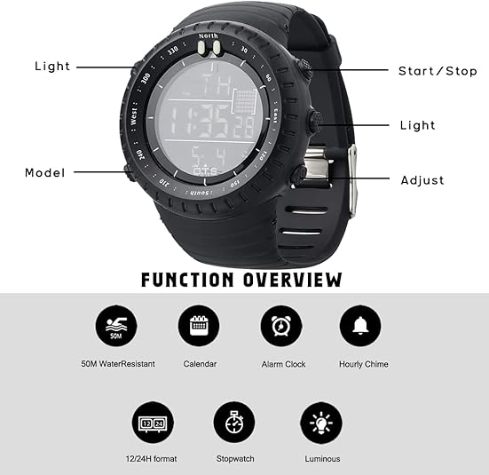 Henry Waterproof Men’s Digital Sports Watch – Shockproof, Tactical & LED Backlit Outdoor Timepiece