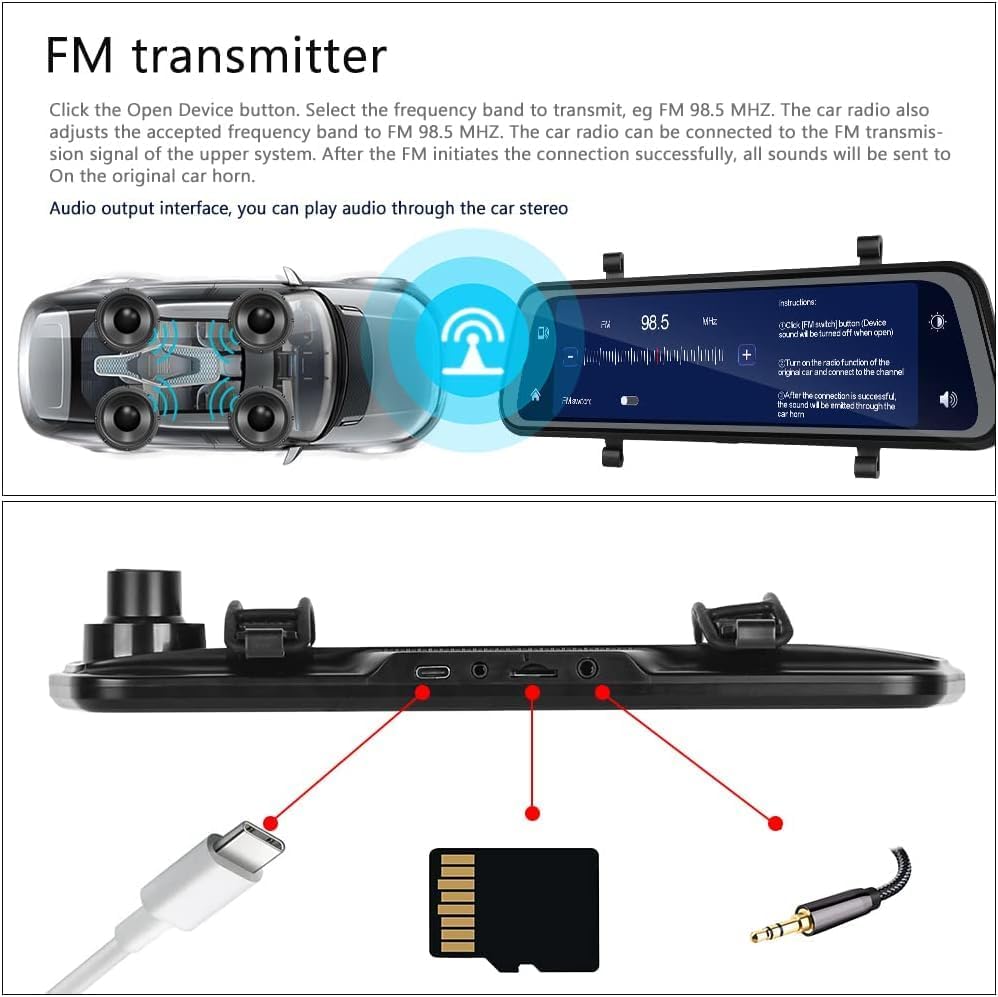 VisionMirror Pro – Ultra HD Mirror Dash Cam with Wireless CarPlay & Android Auto