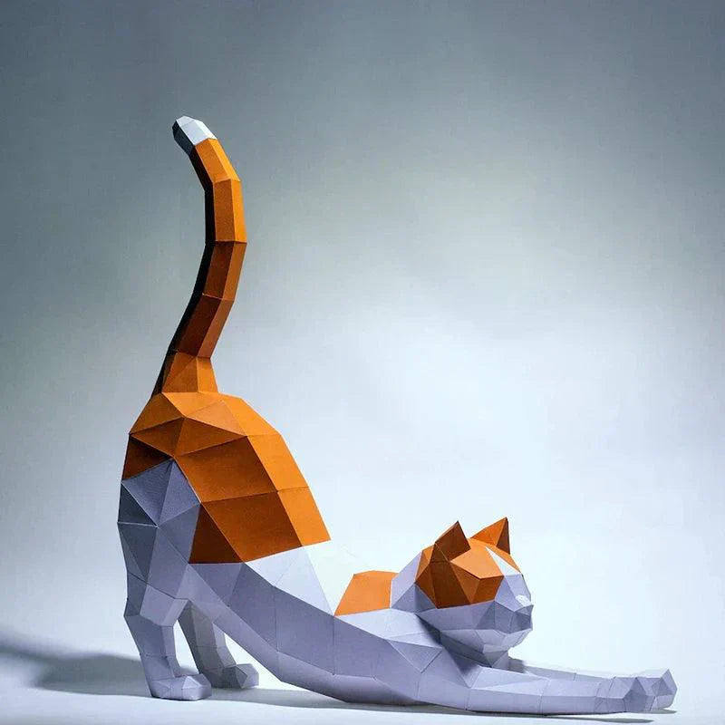 62cm Stretched Cat Papercraft Model – DIY 3D Kit for Creative Home Decor