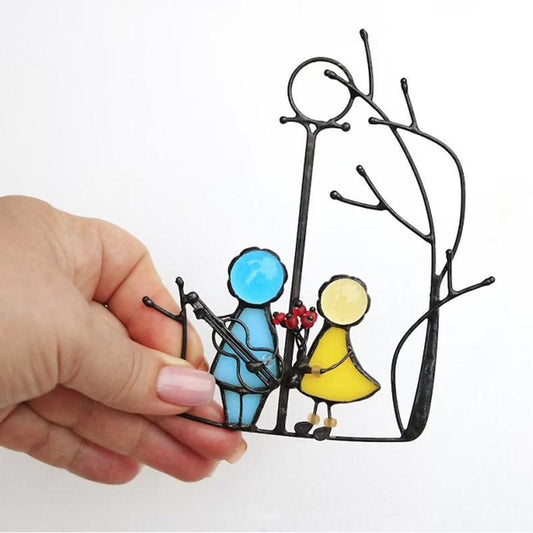 Stained Glass Sun Catcher – Hand-Painted Hanging Angel Window Ornament