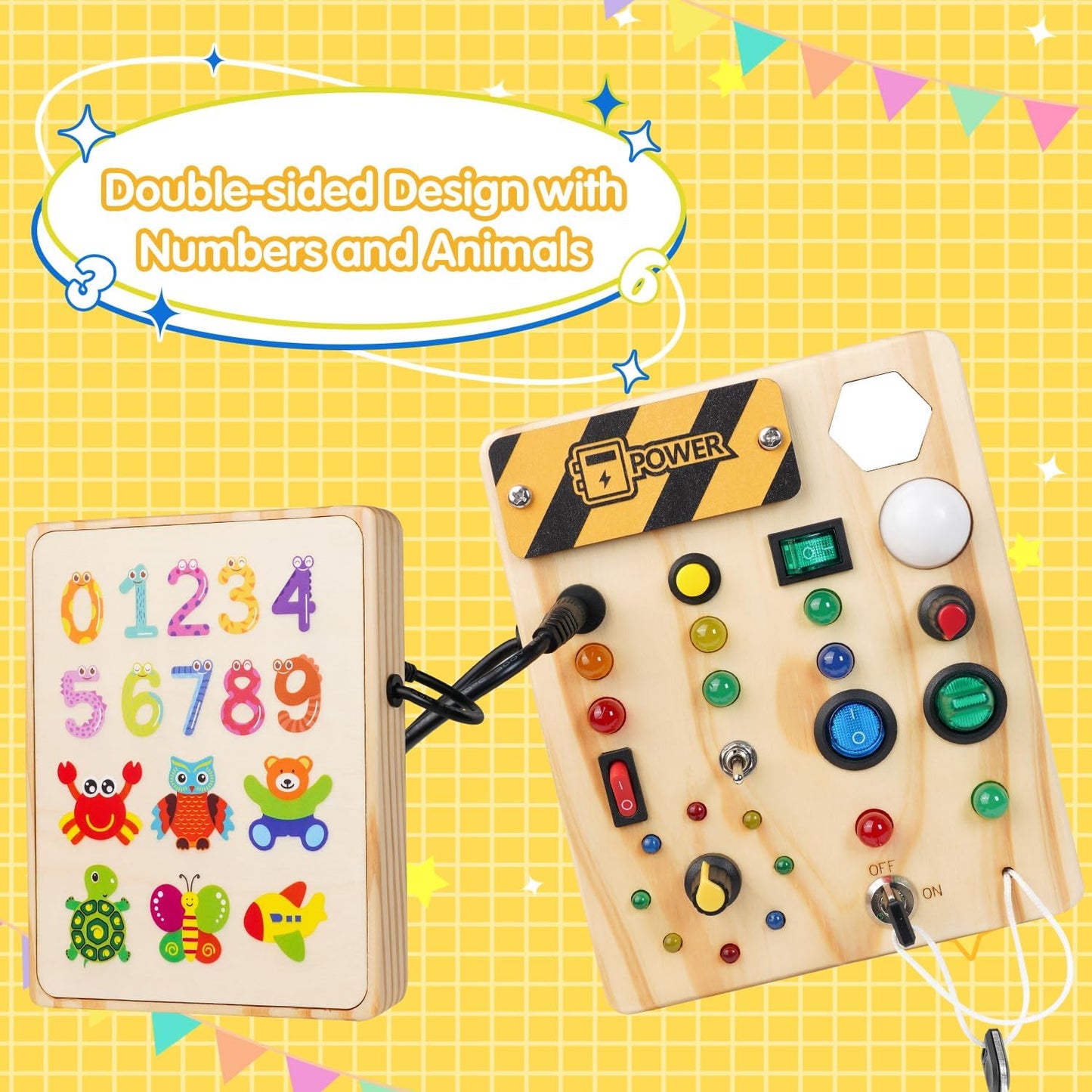 Montessori-Inspired Toddler Pegboard with 27 LED Lights – Educational Toy for Ages 1-6