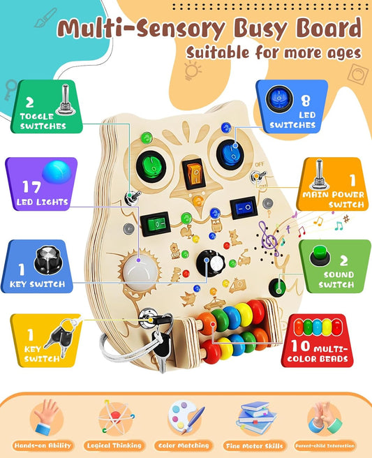 SparkOwl Wooden Light Board – Kids LED Learning Toy