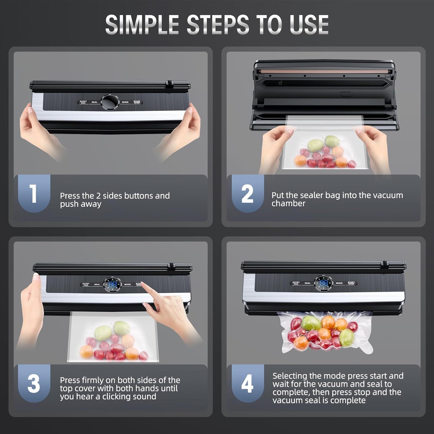 8-in-1 Vacuum Sealer with Built-In Cutter | Food Saver Machine for Dry & Moist Foods