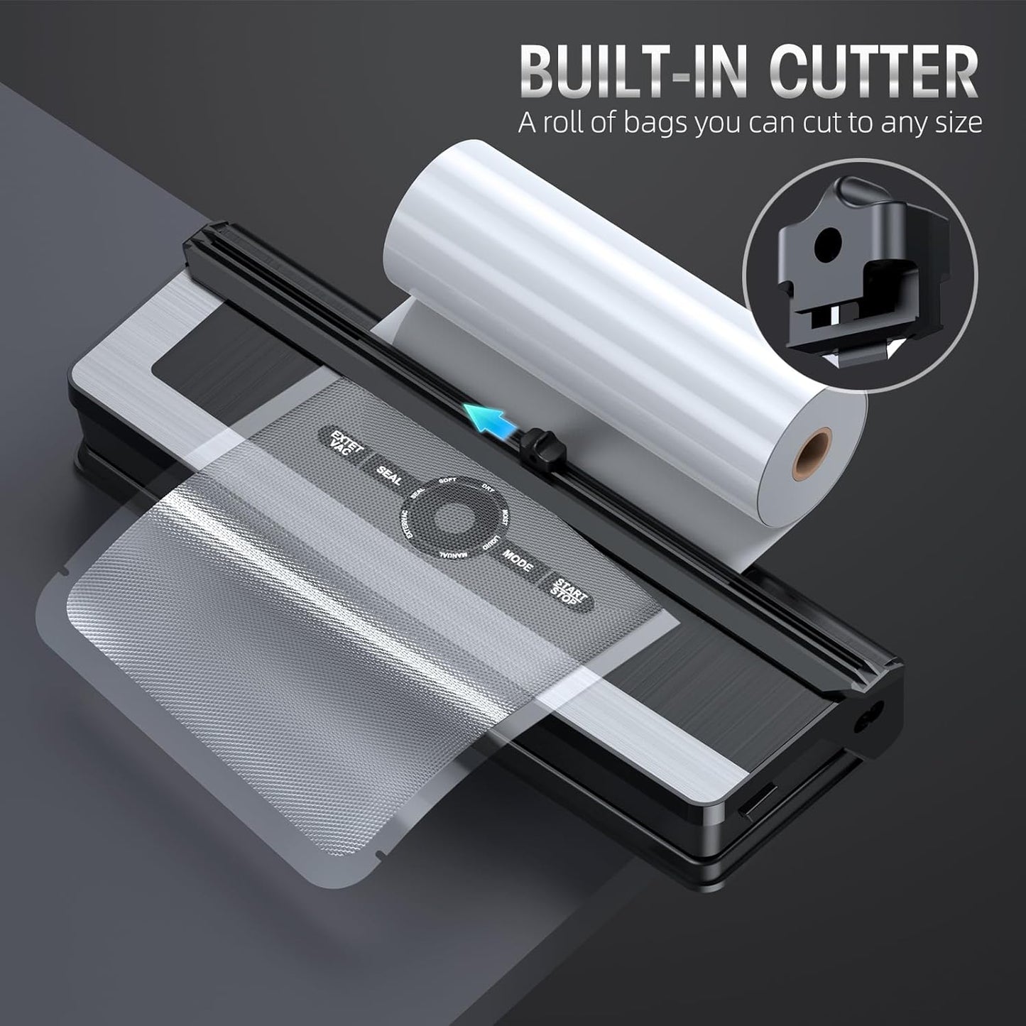 8-in-1 Vacuum Sealer with Built-In Cutter | Food Saver Machine for Dry & Moist Foods