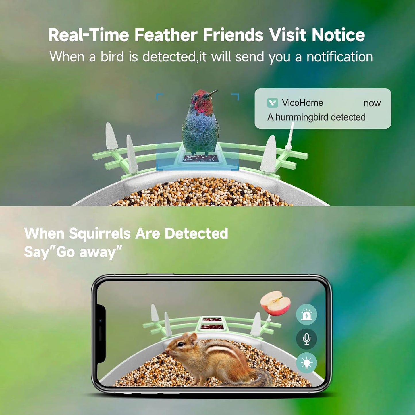 Smart Bird Feeder Camera with AI Recognition & Night Vision