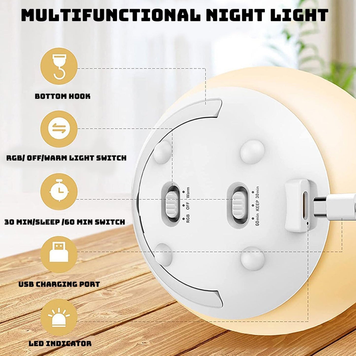 Breastfeeding Night Light | Soft BPA-Free Silicone Touch Lamp with Eye-Friendly Stepless Dimmer