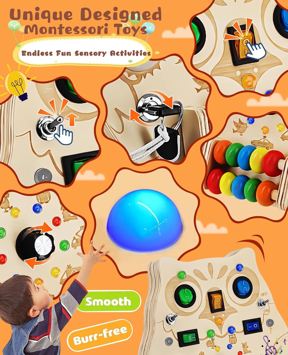 SparkOwl Wooden Light Board – Kids LED Learning Toy