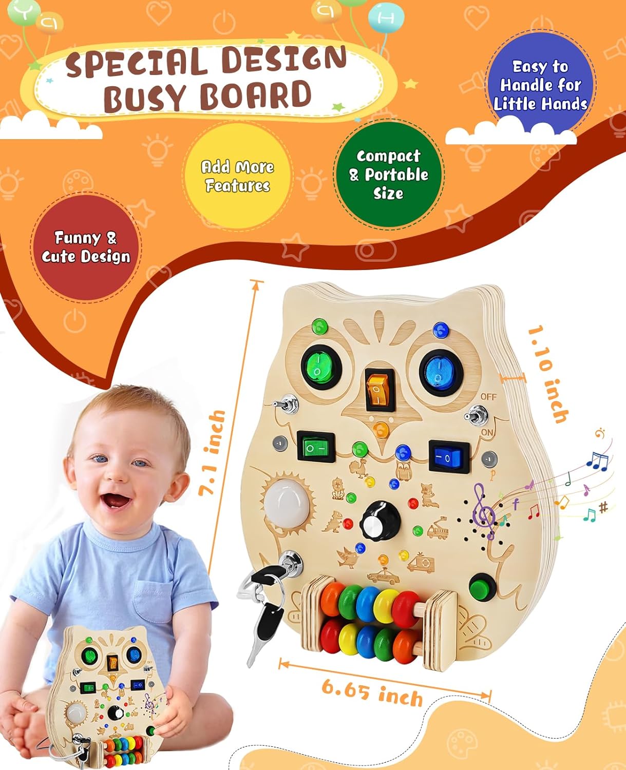 SparkOwl Wooden Light Board – Kids LED Learning Toy