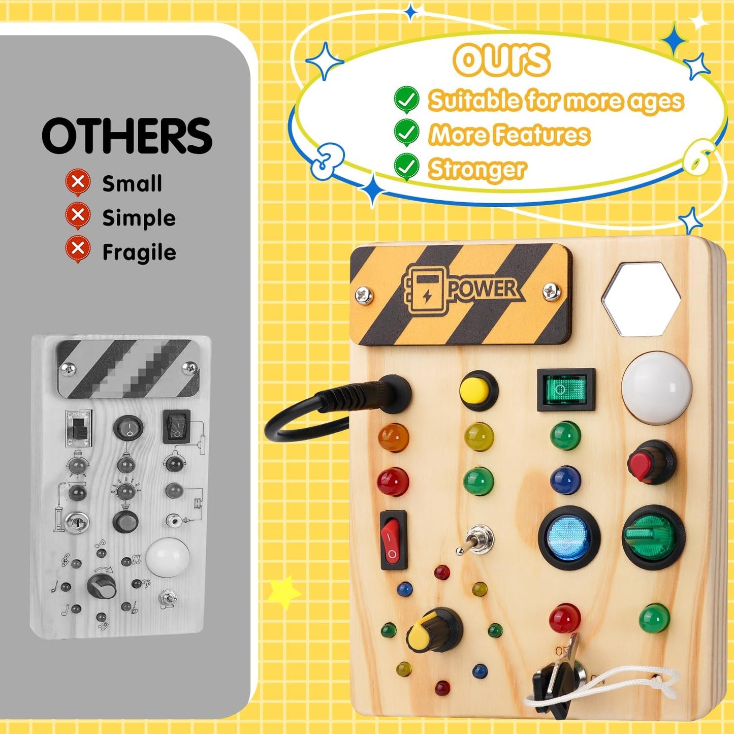 Montessori-Inspired Toddler Pegboard with 27 LED Lights – Educational Toy for Ages 1-6