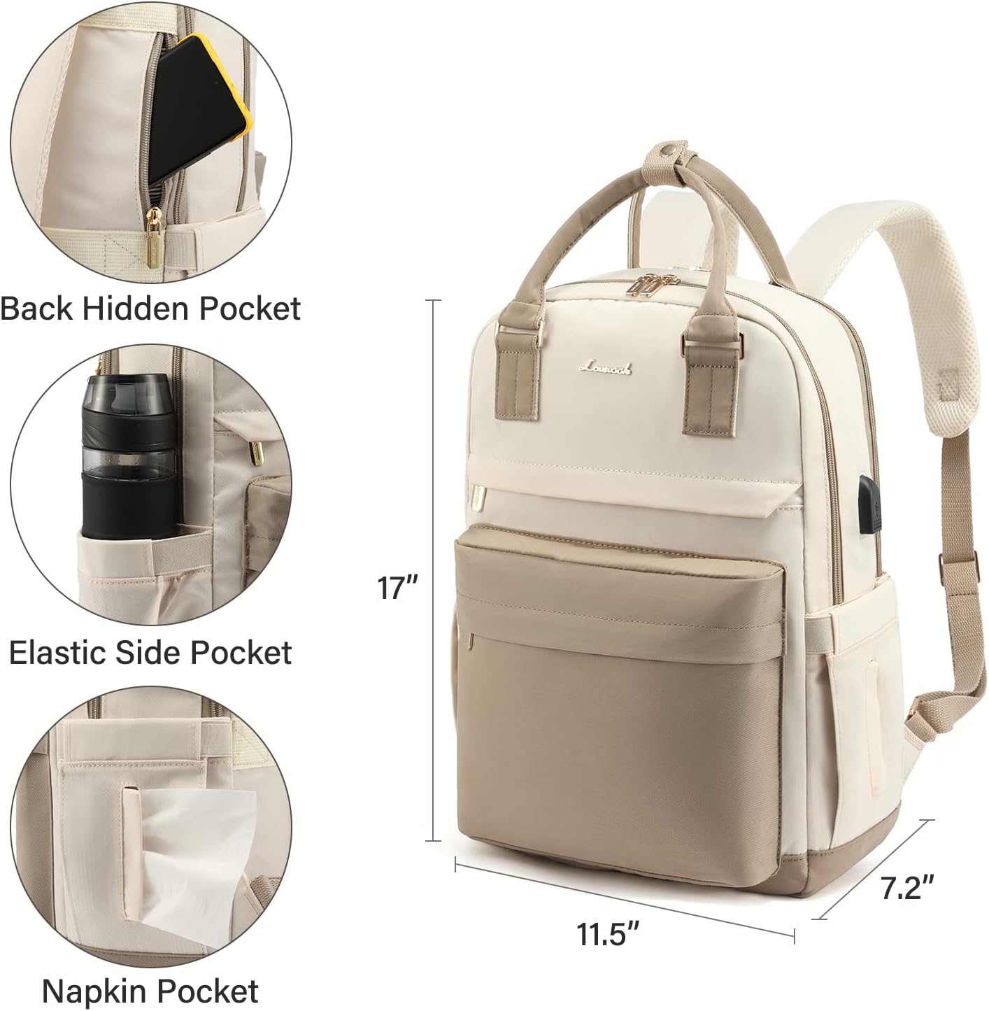 Women’s Waterproof Laptop Backpack with USB Charging – Stylish 17-Inch Work, School & Travel Bag